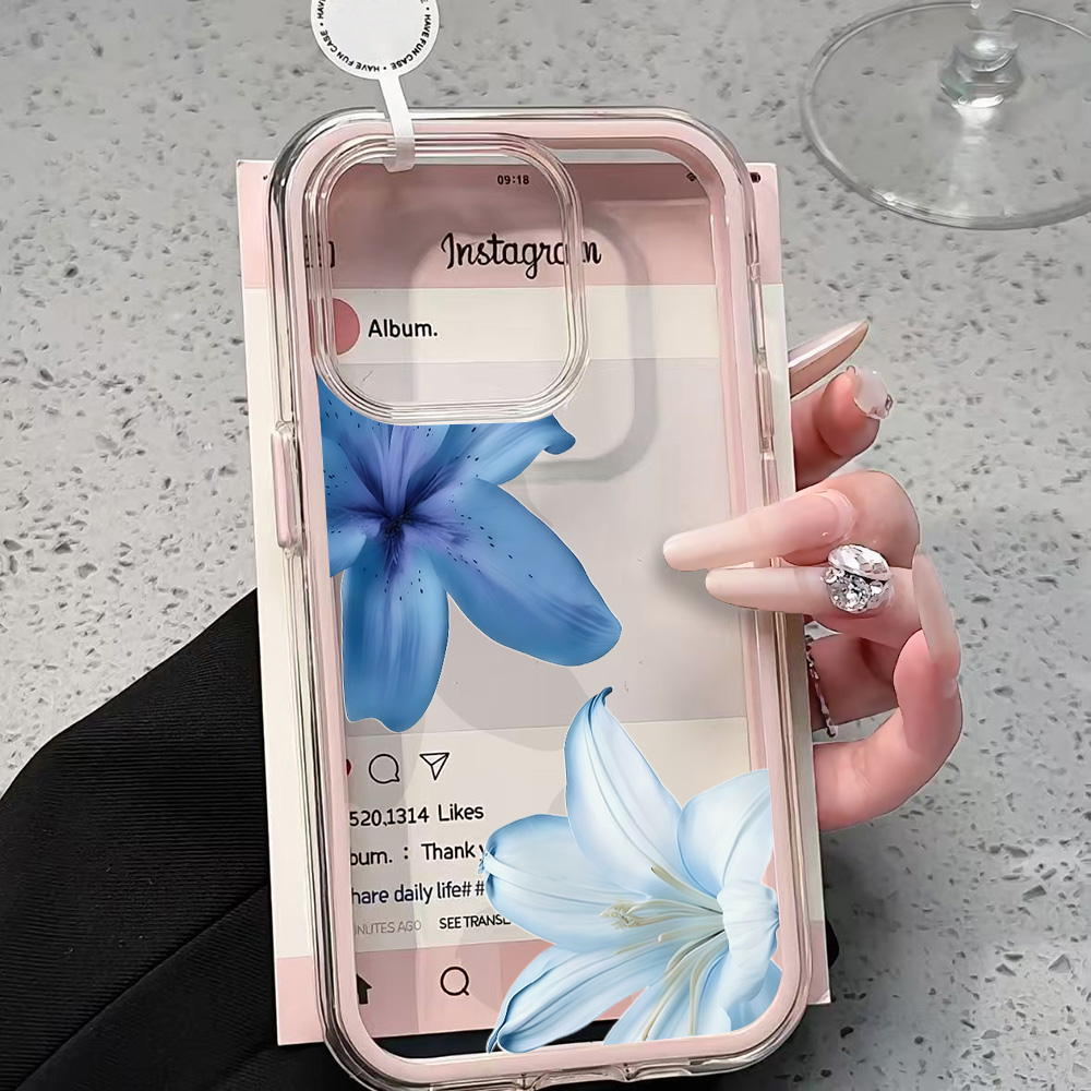 Phone Accessories To Sell - Blue Lily Flower Clear Phone Case