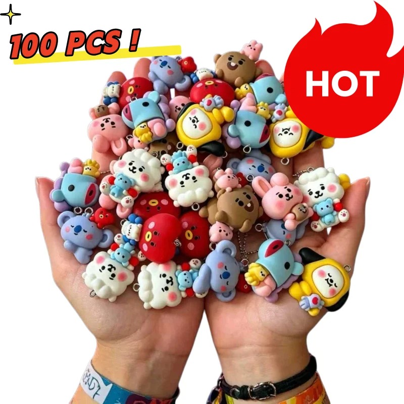 Phone Accessories Charms - 7pcs BT21 Resin Cartoon Charm DIY