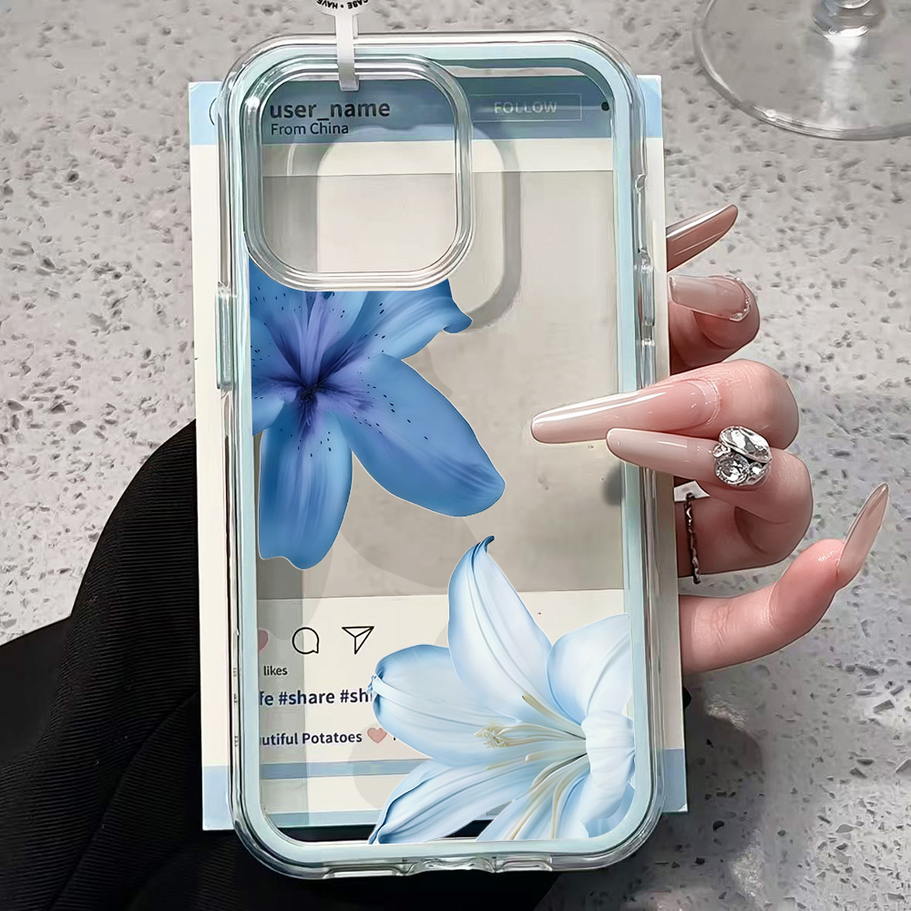 Blue Lily Flower Clear Phone C - Phone Accessories To Sell recension och pris