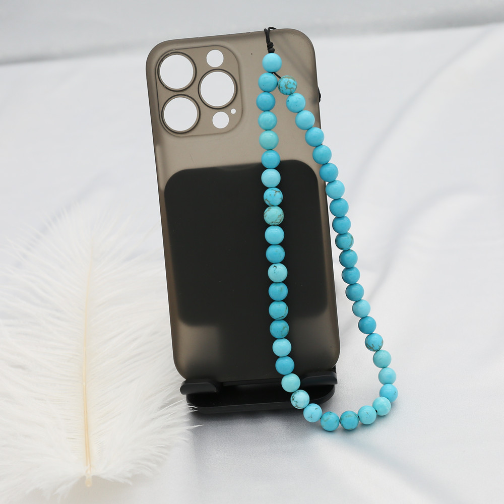 8MM Blue Turquoise Beaded Mobi - Phone Accessories For Men recension och pris