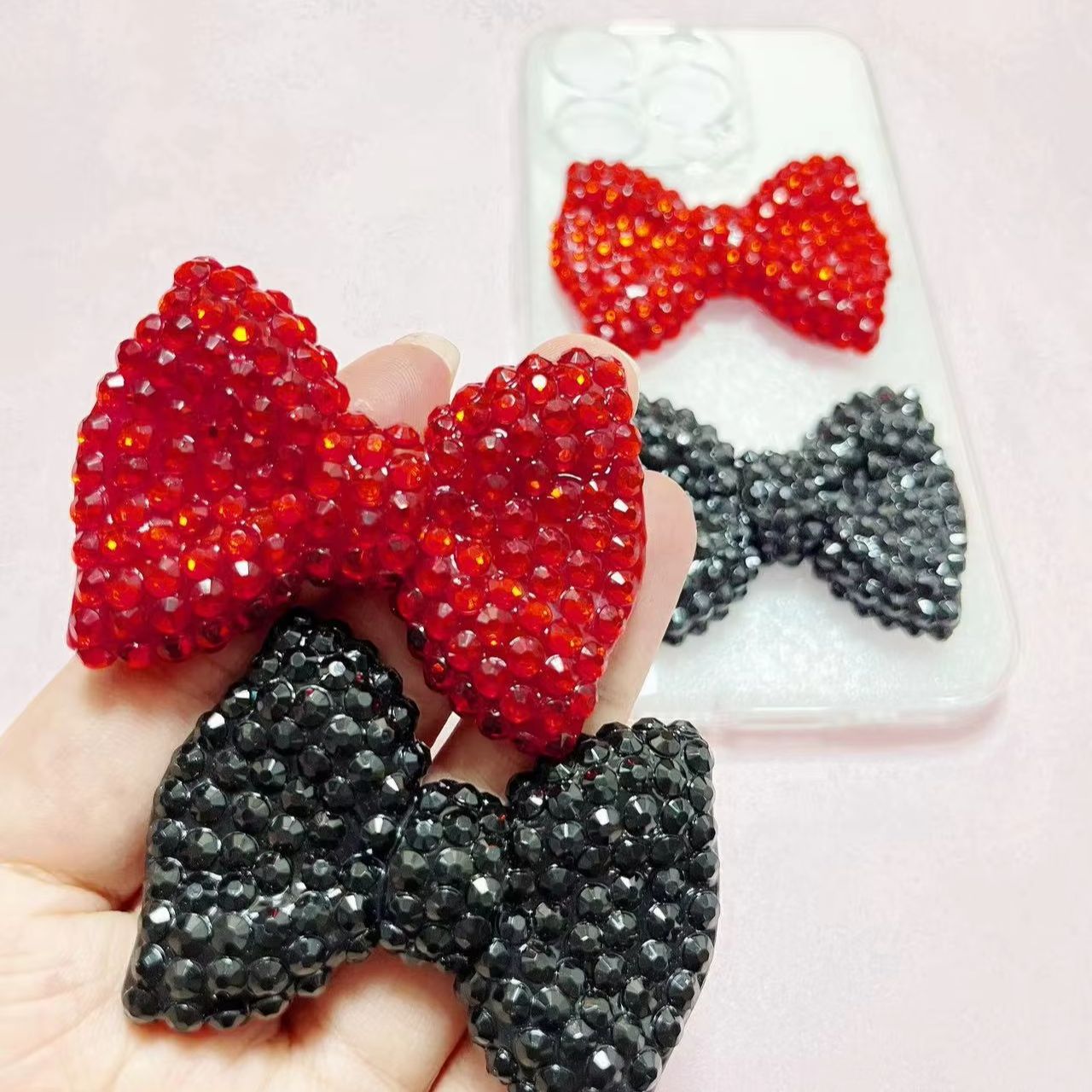 1Pcs Y2K Kawaii Bling Pink Bow - Phone Accessories Logo Design recension och pris