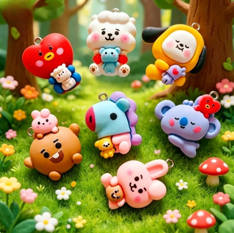7pcs BT21 Resin Cartoon Charm  - Phone Accessories Charms recension och pris