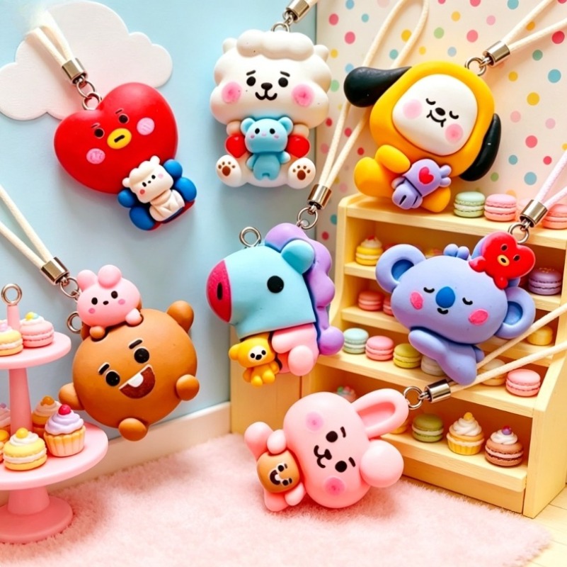 7pcs BT21 Resin Cartoon Charm  - Phone Accessories Charms recension och pris